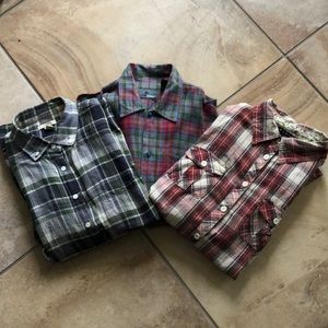 3 plaid button up tops mango j crew Liz wear S